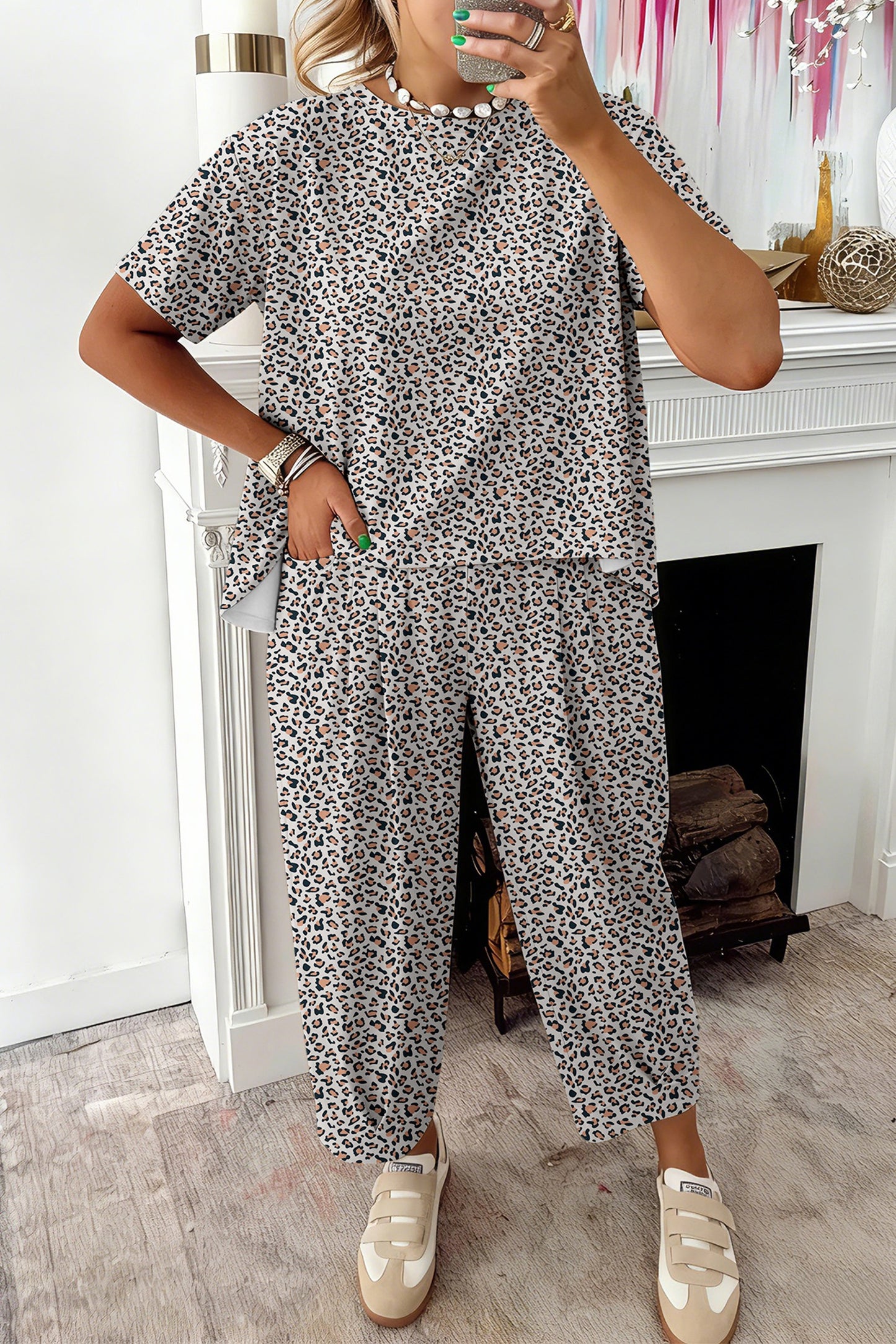 🤍🐆 WHITE LEOPARD PANTS SET 🐆🤍
