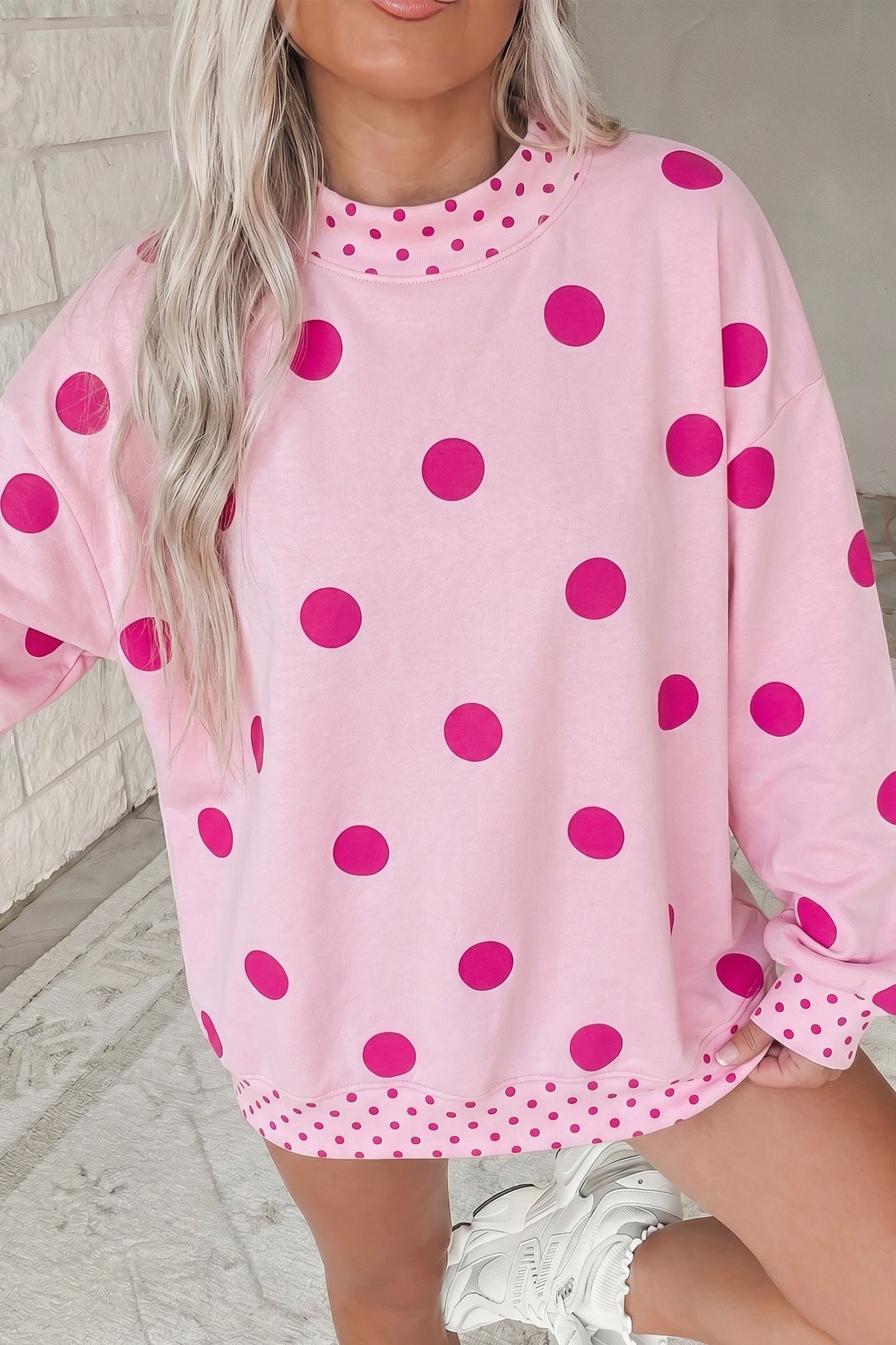 🎀🩷 PINK POLKA DOT OVERSIZED SWEATSHIRT 🩷🎀