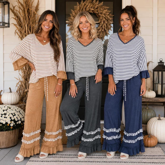 🤎✨ Stripe Ruffle Pant Set ✨🤎
