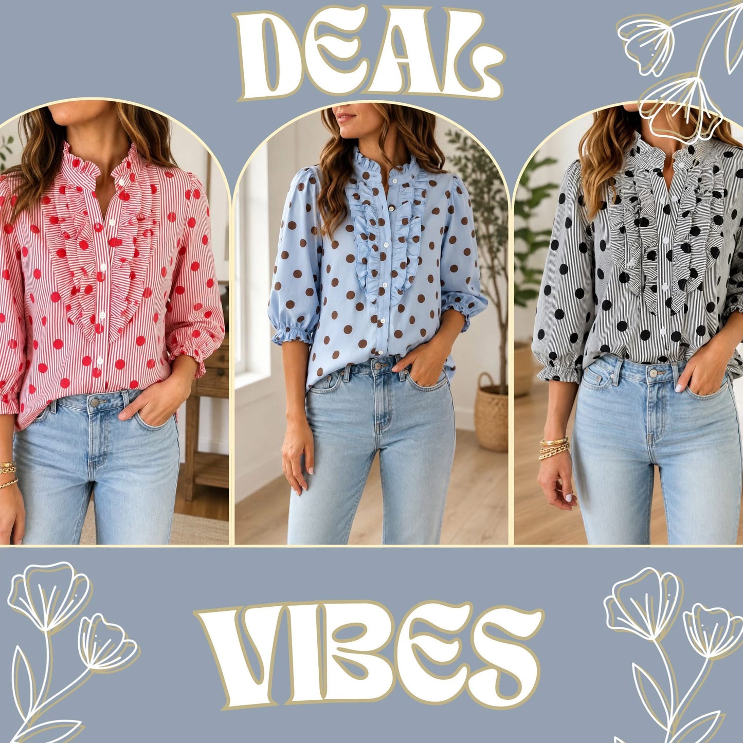Polka Dot Ruffle Shirt