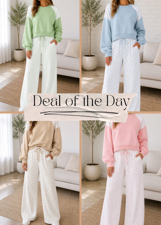 🤎💙🩷💚 Polka Dot Patchwork Set 💚🩷💙🤎